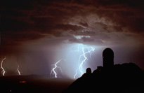 Kitt Peak observatory with lightning